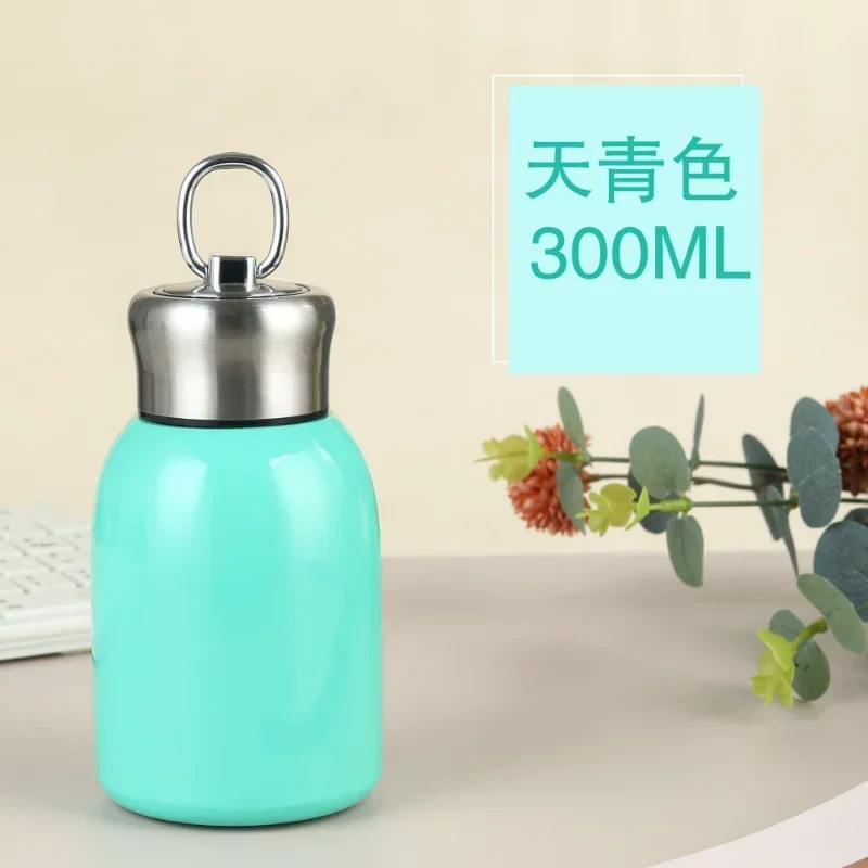 300ML Stainless Steel Vacuum Flask with Lifting Ring Double-layer Vacuum Water Bottle Thermos Cup for Student