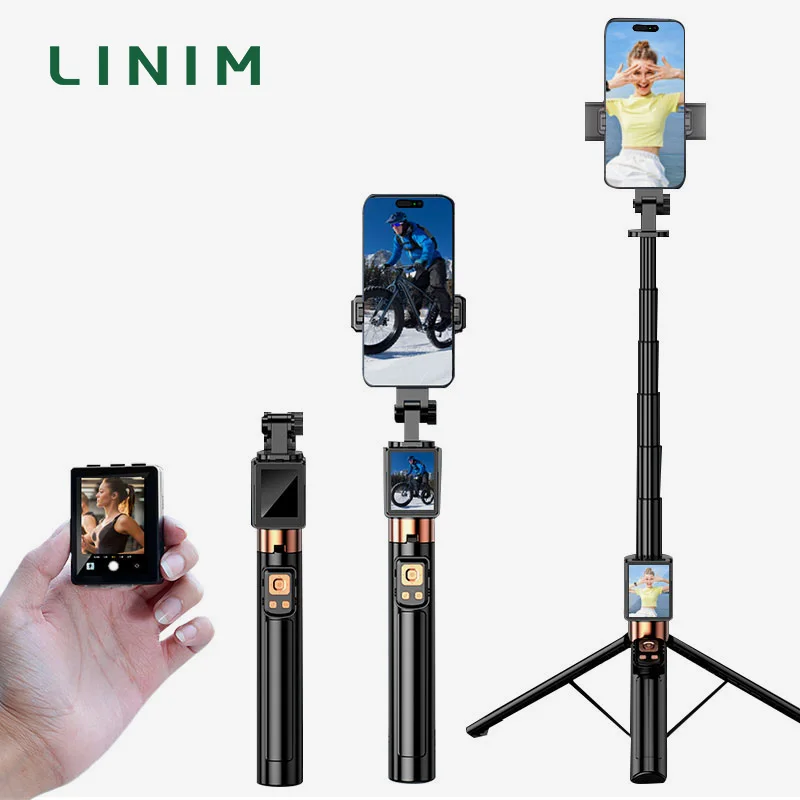 ขาตั้งกล้องเซลฟี่ CL10 พร้อมจอภาพขนาดเล็กสำหรับถ่ายเซลฟี่แบบมีรีโมทคอนโทรล ขาตั้งกล้องแบบยืดหดได้สำหรับสมาร์ทโฟน