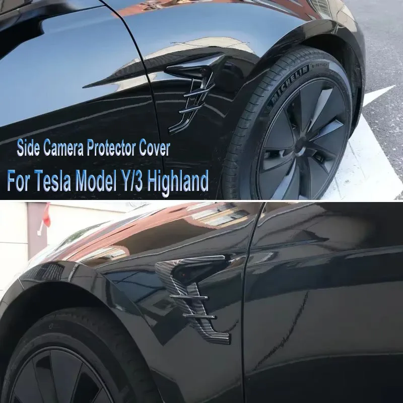 

Camera Protective Cover for Tesla New Model3+ Highland 2024 Side Camera Leaf Board Shell Decor Thunder Marker Car Accessories