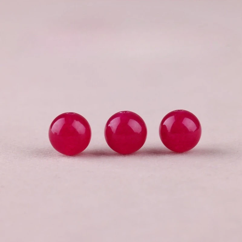 Natural rose red chalcedony loose beads DIY handmade beaded round bead woven bracelet necklace jewelry