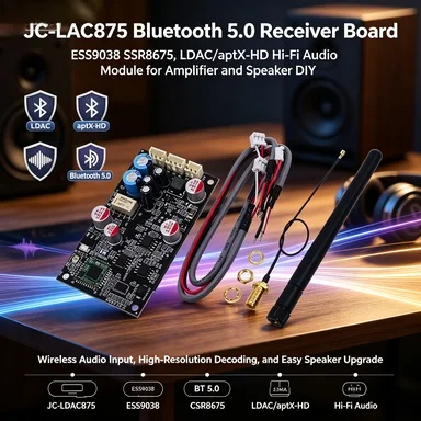 JC-LDAC875 ESS9038 CSR8675 Bluetooth 5.0 Receiver Board, LDAC/aptX-HD HiFi Audio