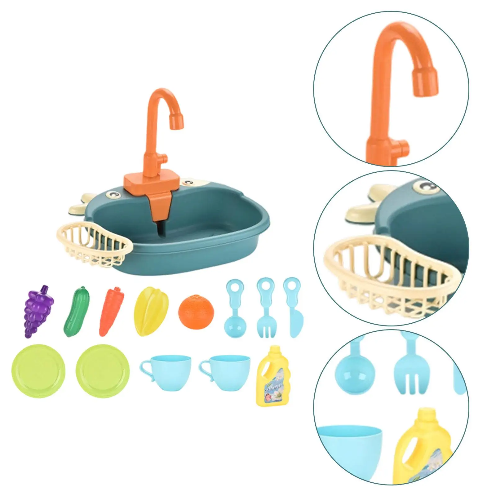 キッチンシンクのおもちゃ 流水付き クリーニングアクセサリー シミュレーション ロールプレイングゲーム プレイシンク 子供 男の子 女の子 幼児用
