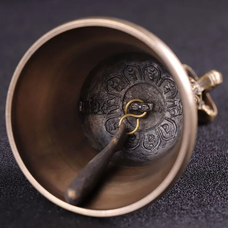 Nepal Brass Tibetan Bells Handmade Carved Vajra Bell Pestle Handheld Wind Chimes Buddhist Meditation Bell Sound Healing Gifts