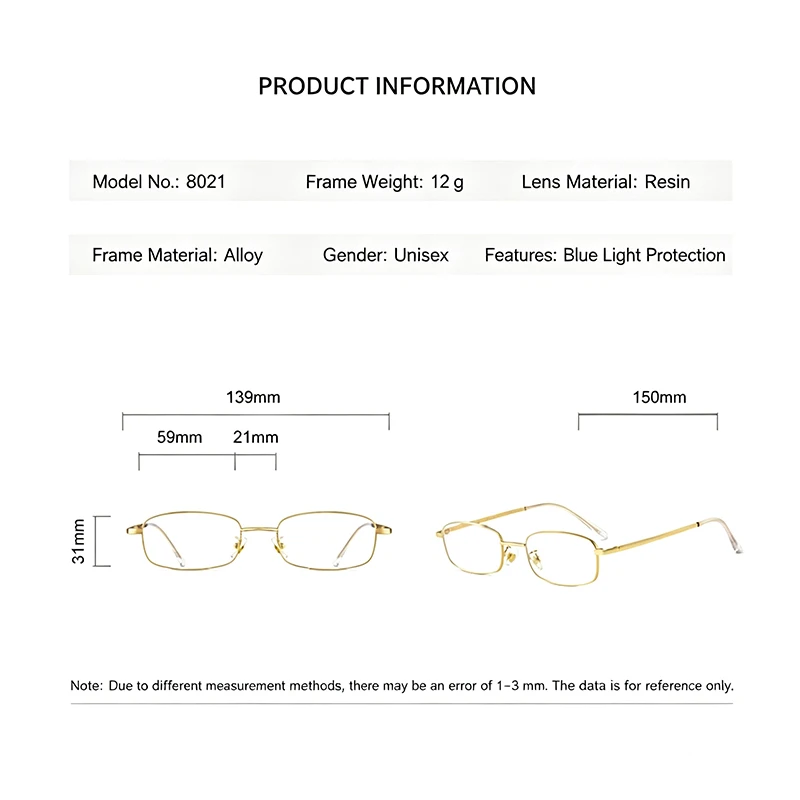 Flat Light+anti Blue Light Myopia Glasses 0 To -4.0 Metal Eyeglass Frame Temperament Style Protective Glasses