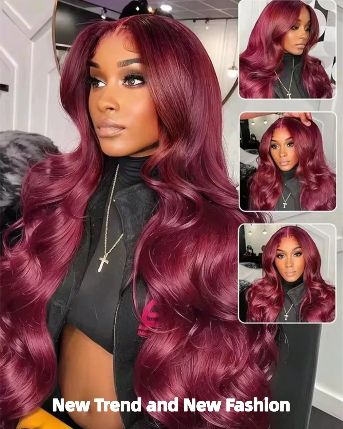 99j Burgundy Lace Front Wigs Human Hair Wine Red Wig 220% Density 13x4 Red Burgundy Wig Body Wave Lace Front Wigs Burgundy Human Hair for Women HD Transparent 99j Burgundy Red Wine Body Wave Lace Fron image 8