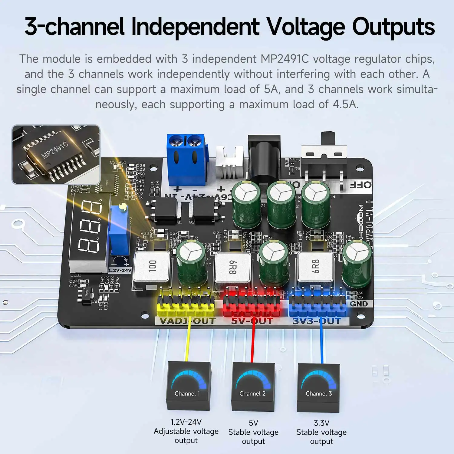 Supply Expansion Board Adjustable Step-down Voltage Regulator Module Power Support 6-24V Input For Smart Robot Car