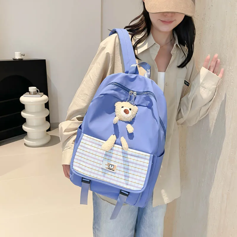 

Splicing And Color Blocking Large Capacity Multifunctional 2024 New Casual Student Personalized Checkered Backpack