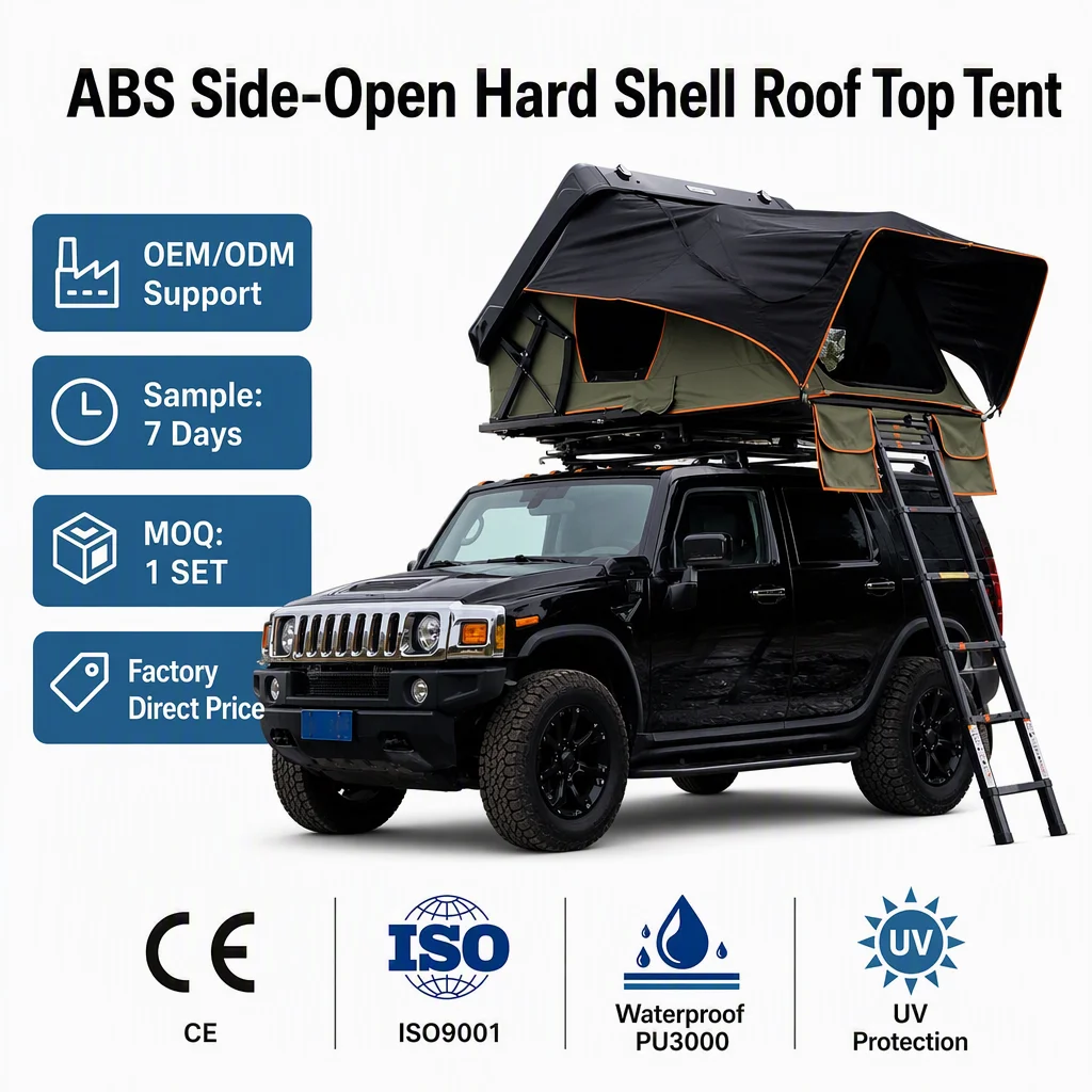 ABS Hard Shell Double Layer Roof Top Tent 3 Person-3s Auto Open Waterproof Four-Season 80kg Lightweight for SUV & Truck