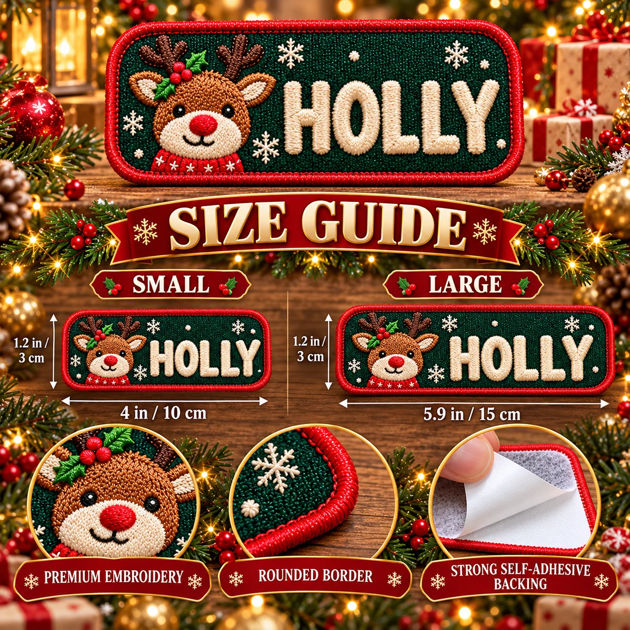 Custom Name Embroidered Patch Christmas Personalized Text Self Adhesive Badge for Clothes Hat Backpack DIY Name Tag Gift
