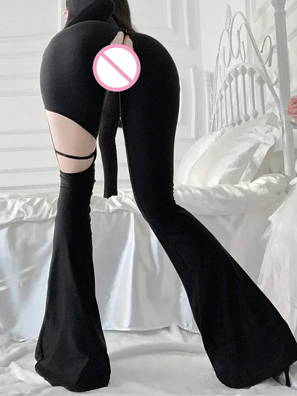 Biancheria intima divertente Sexy Open Stop pantaloni attillati cerniera invisibile cavallo aperto senza goccia pantaloni pancia abiti per le donne set coordinati 2 od4