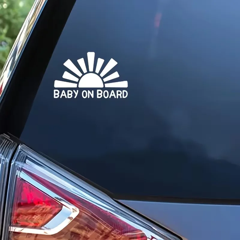 Baby on Board" Vinyl Car Sticker - Cute Cartoon Design with Red Heart & Stars, Durable Weather-Resistant Decal for Trucks, SUVs, view 4