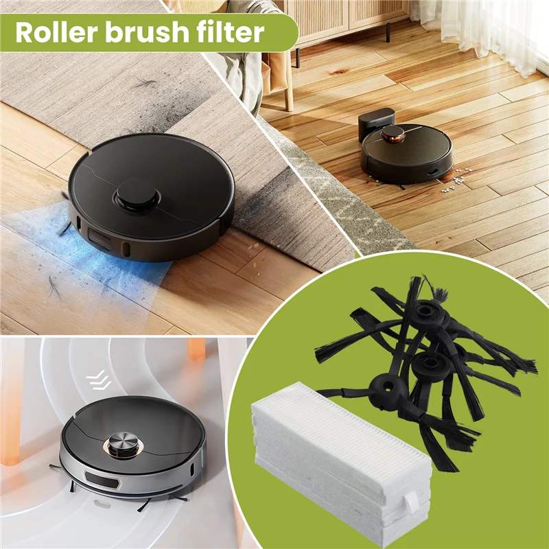 

B26B 13Pcs Roller Brush Filter Side Brush Replacement Parts For Qihoo 360 S10 X100 Max Robotic Vacuum Cleaner