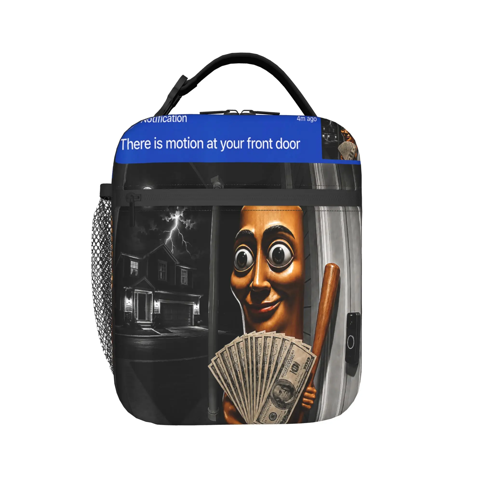 There is Motion at Your Front Tung Tung Tung Sahur Memes Lunch Bag  Fun Lunch Box For Women School Portable Insulated Cooler Bag