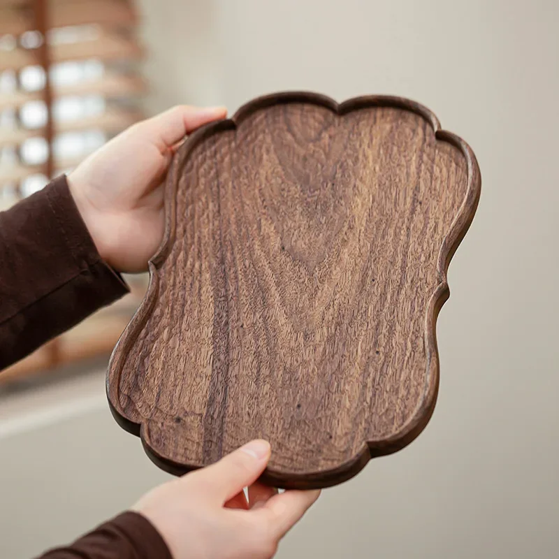 صينية شاي على شكل بيجونيا من خشب الجوز وصينية فقاعات جافة – وسادة وعاء ريترو مع صينية تقديم للوجبات الخفيفة لشاي بعد الظهر #2