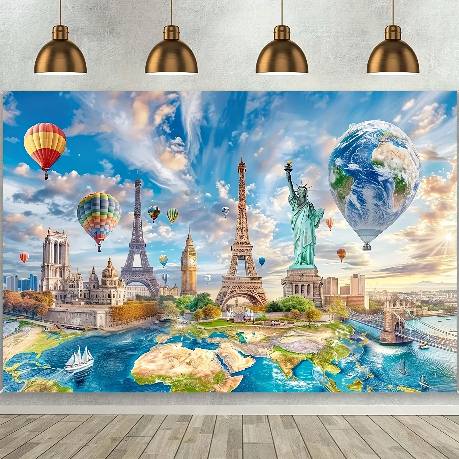 1pc Global Travel Photo Background mappa del mondo sfondo sfondi in tutto il mondo Adventure Travel Theme Background