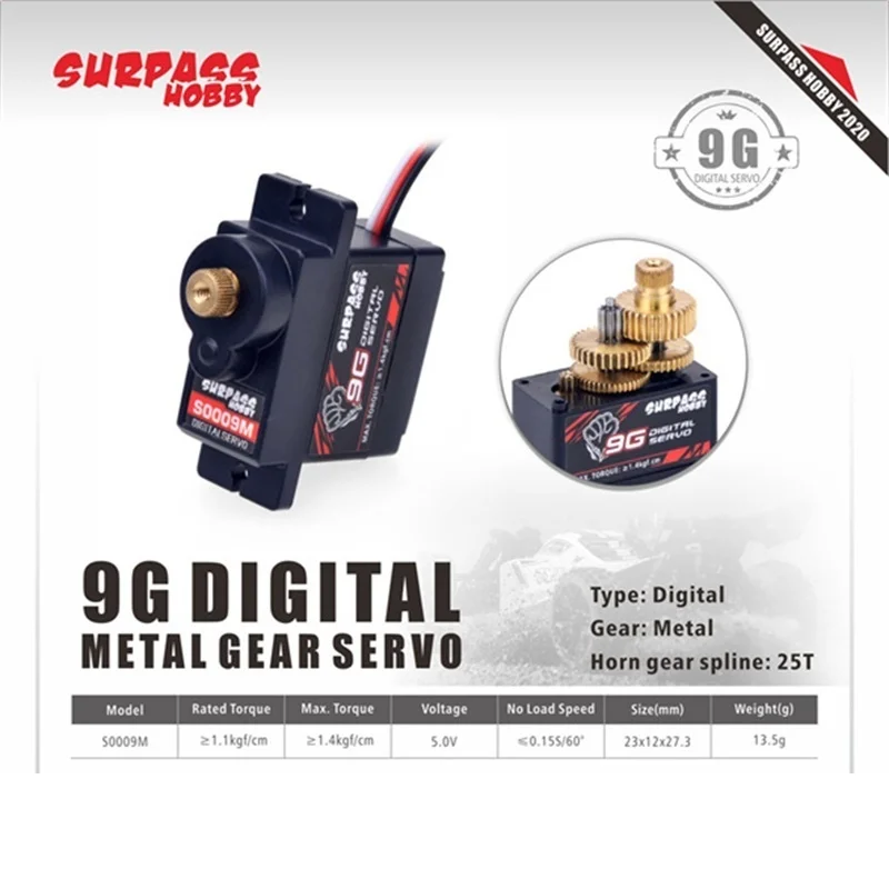 Override Digital Servo Mechanism Hobby 9/17/25g 6/9/15/20kg Metal Gear Micro Servo For 1/8 1/10 RC Plane Glider Robot