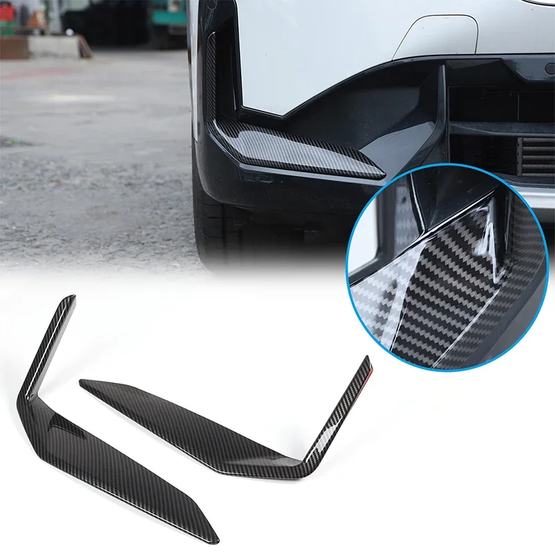 

For BMW X1 IX1 U11 2023 2024 ABS Carbon Fiber Style Front Bumper Side Molding Cover Trim Accessories 2pcs