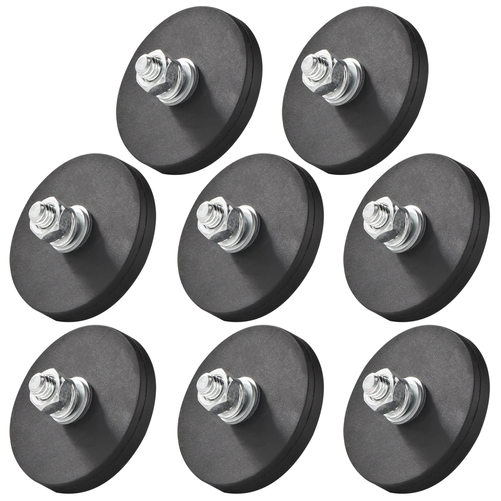 

Rubber Coated Magnet Neodymium Magnet Base With Rubber Coating Ø 43Mm Anti Scratch Magnet M6 Male Thread Black