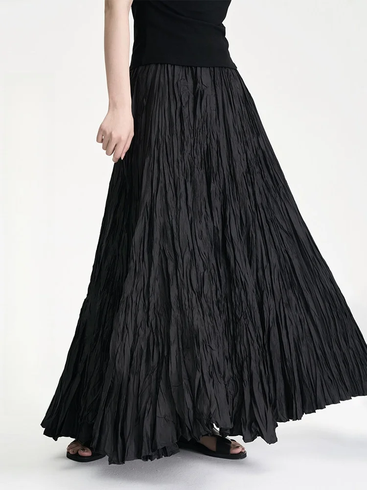 Land And Mountain Island Spring Summer A-Line  Skirt 5 Meters Dark Heavy Industry Women's Casual Breathable Polyester Fib...