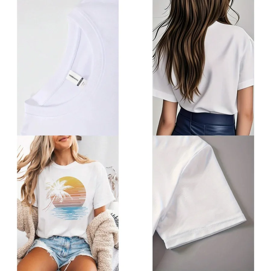 【New style】Graphic Print T-Shirt Short Sleeve Crew Neck Casual Top For Summer and Spring Women's Clothing