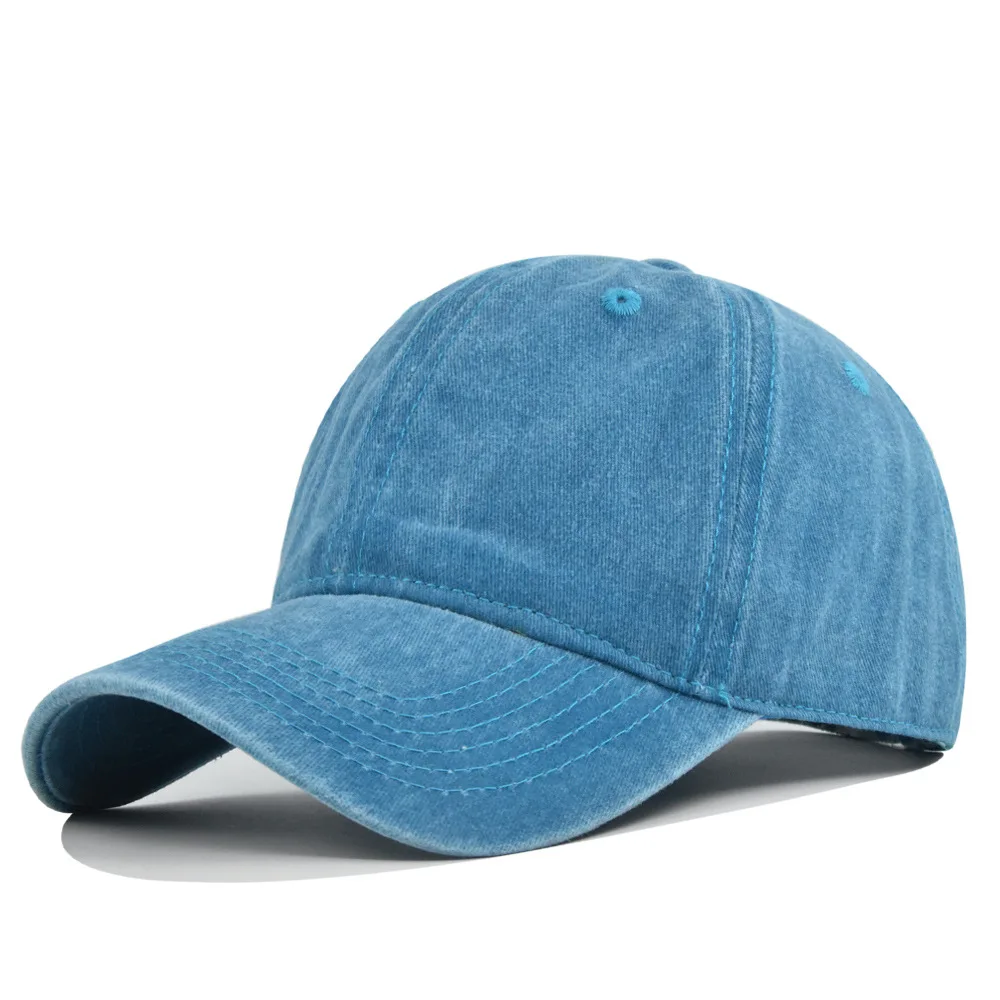 Adjustable Embroidery Snapback Hat Men Washed Denim Baseball Cap Outdoor Sport Tennis Cap For Adults