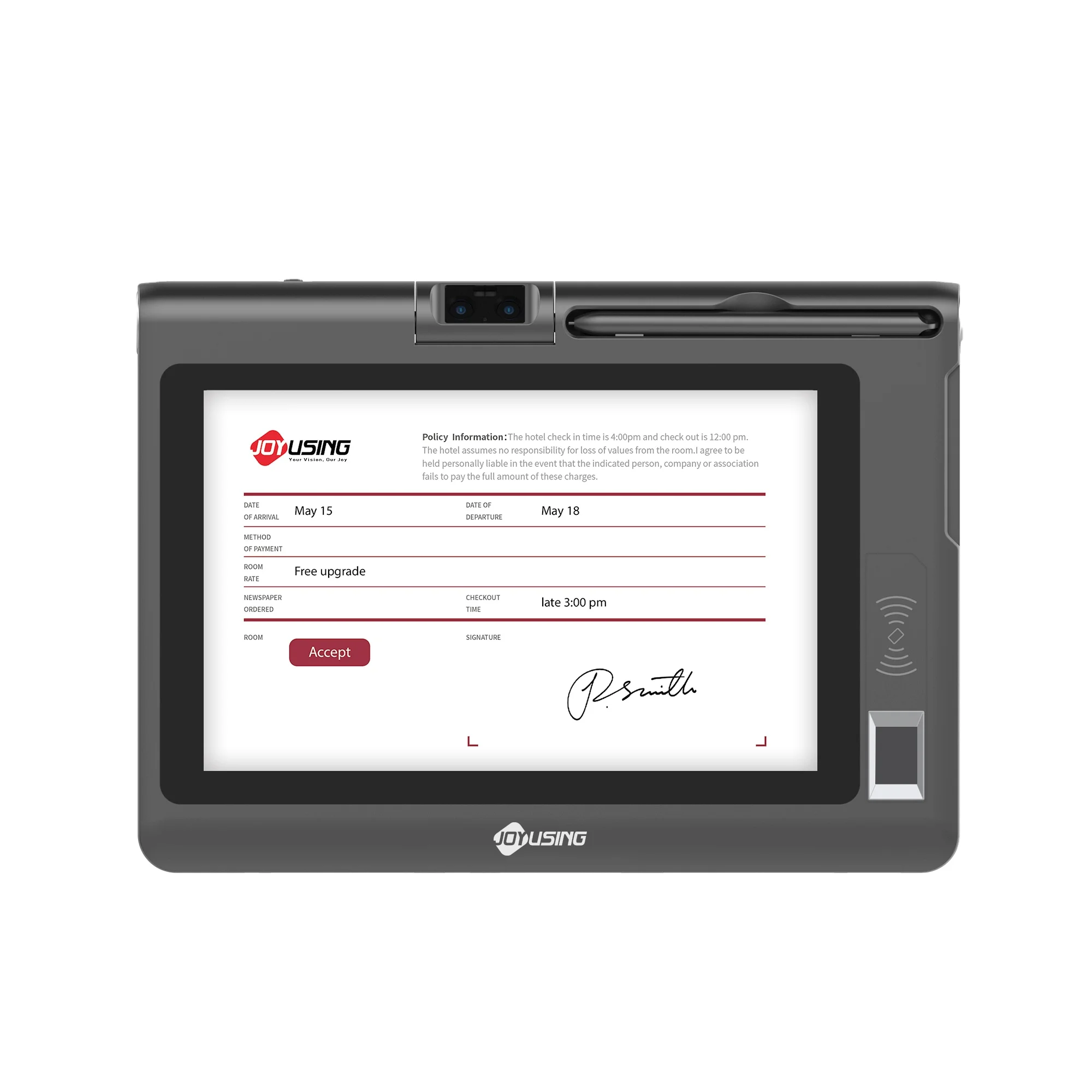 Joyusing MT510B OEM Signature Pad Sdk Available Digital Signature Tablet With Ic Card Reader for Hotel Check-Ins