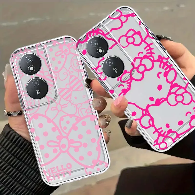 

Hello Kitty Line Art Pattern For Honor 400 200 100 90 80 70 60 X9B X9c 9X X50 X40 Magic6 SE GT Pro Space Phone Case