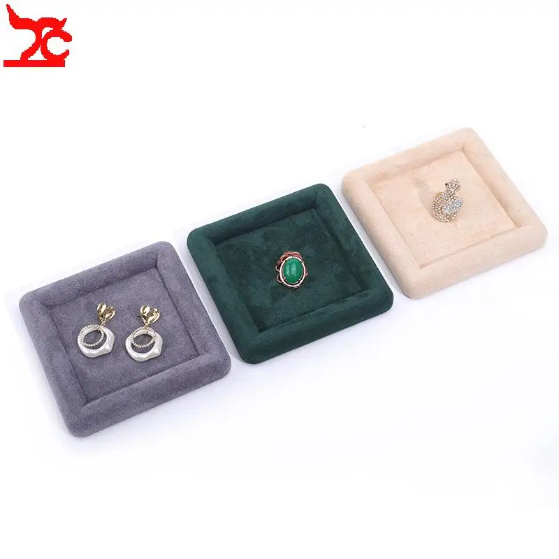 Plateau de rangement de comptoir de bijoux, anneaux, boucles d'oreilles, support de rangement de bracelets, tissu de couleur unie, plateau d'exposition de petits articles pour bijoux