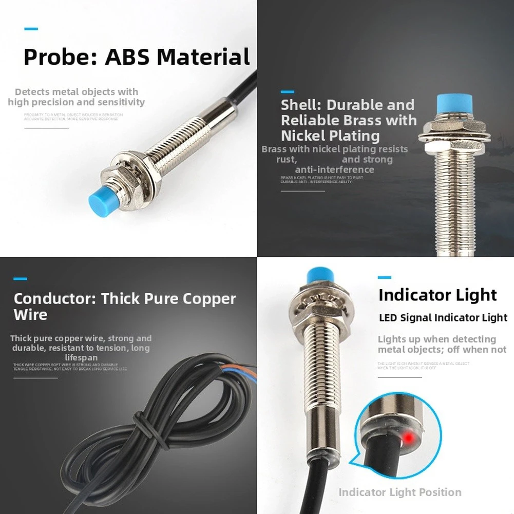 Pack of 5 LJ8A3-2-Z/BX M8 Inductive For Proximity Sensors for Robotics Manufacturing and Automotive Applications 2mm Range