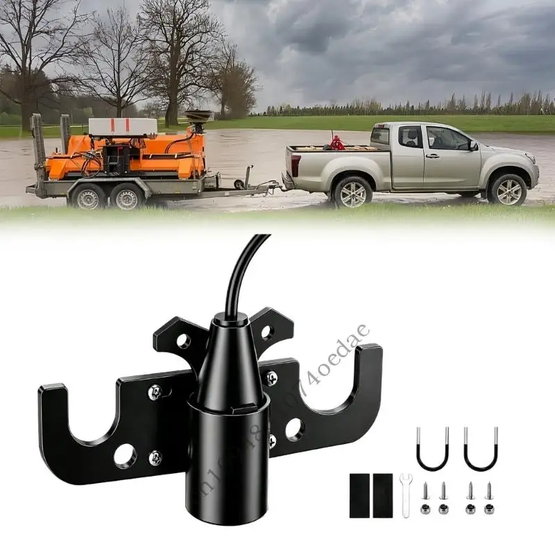Trailer Socket and Chain Storage Mount, Aluminum Bracket for Square Trailer Tongues, Camping and Cargo Trailer Towing Hardware