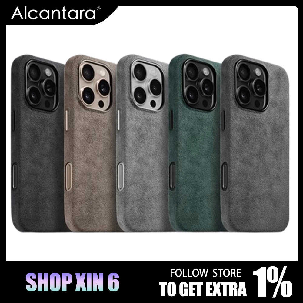 Sipolg Alcantara Phone Case Cover iPhone15 16 Pro Max Case Magnetic Wireless Charging Cover iPhone16 Pro Max Smartphone Case Man