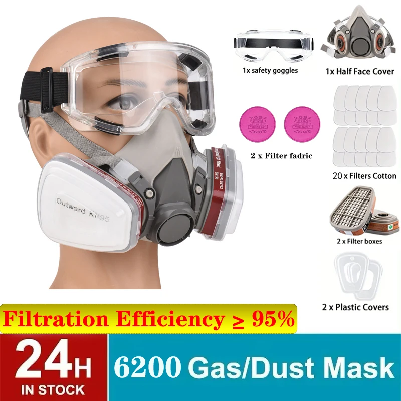 6200 With 2097 Dust Respirator Dust Polishing And Cutting Fiber Welding Fume Organic Gas Activated Carbon Antivirus Mask for