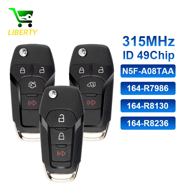 Liberty 3/4 Pulsanti Ford F150 F550 Chiave A Distanza Dell'automobile Fit Fusion Explorer N5F-A08TAA 49Chip 315MHz Auto Smart Control HU101 Chiave di Vibrazione