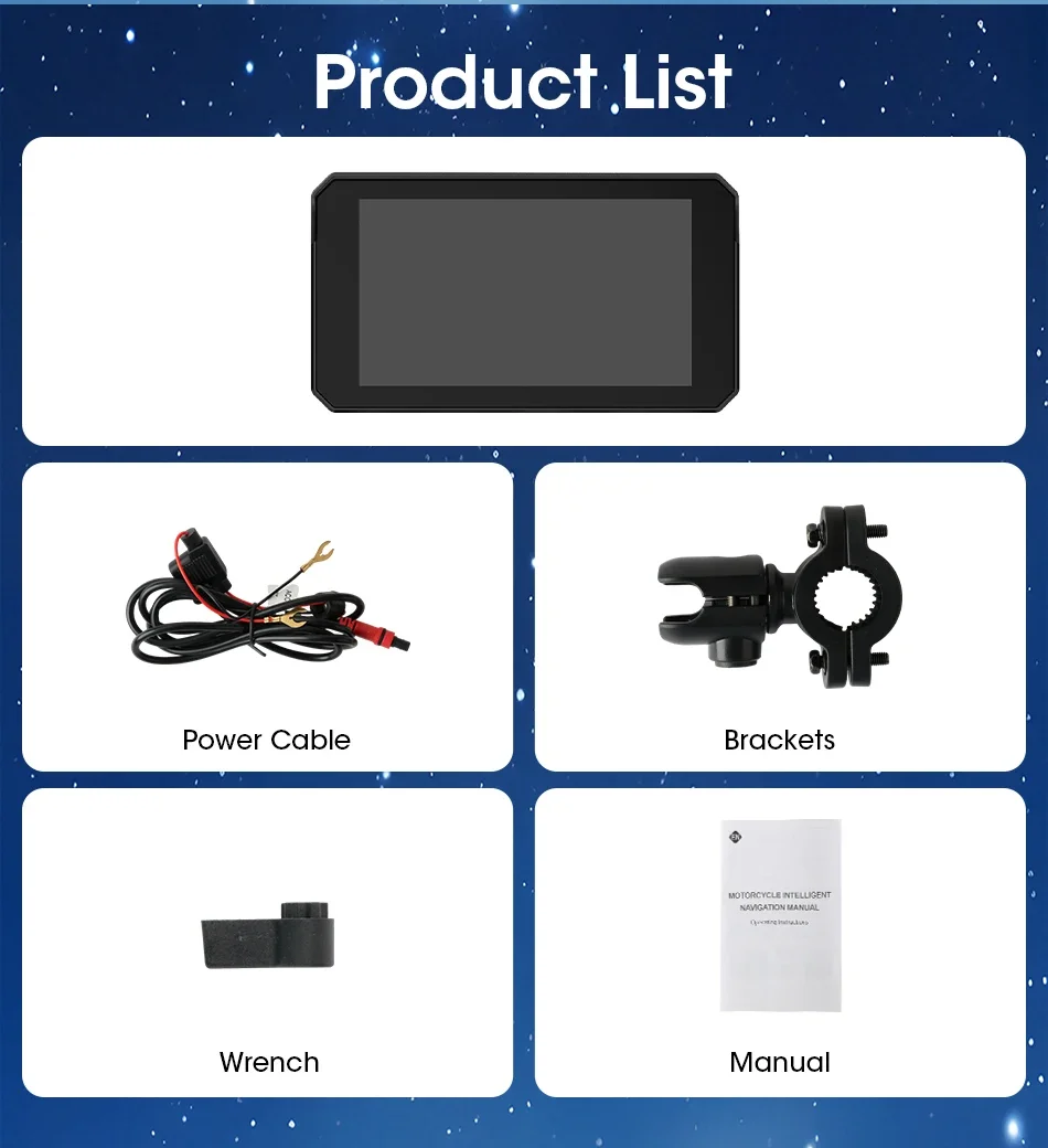 5-Zoll-Motorrad-Navigationsgerät mit drahtlosem CarPlay, Android Auto, Dual-Bluetooth, Moto-Monitor, Unterstützung für TPMS, IPX7 wasserdichtes Display – Detail 18