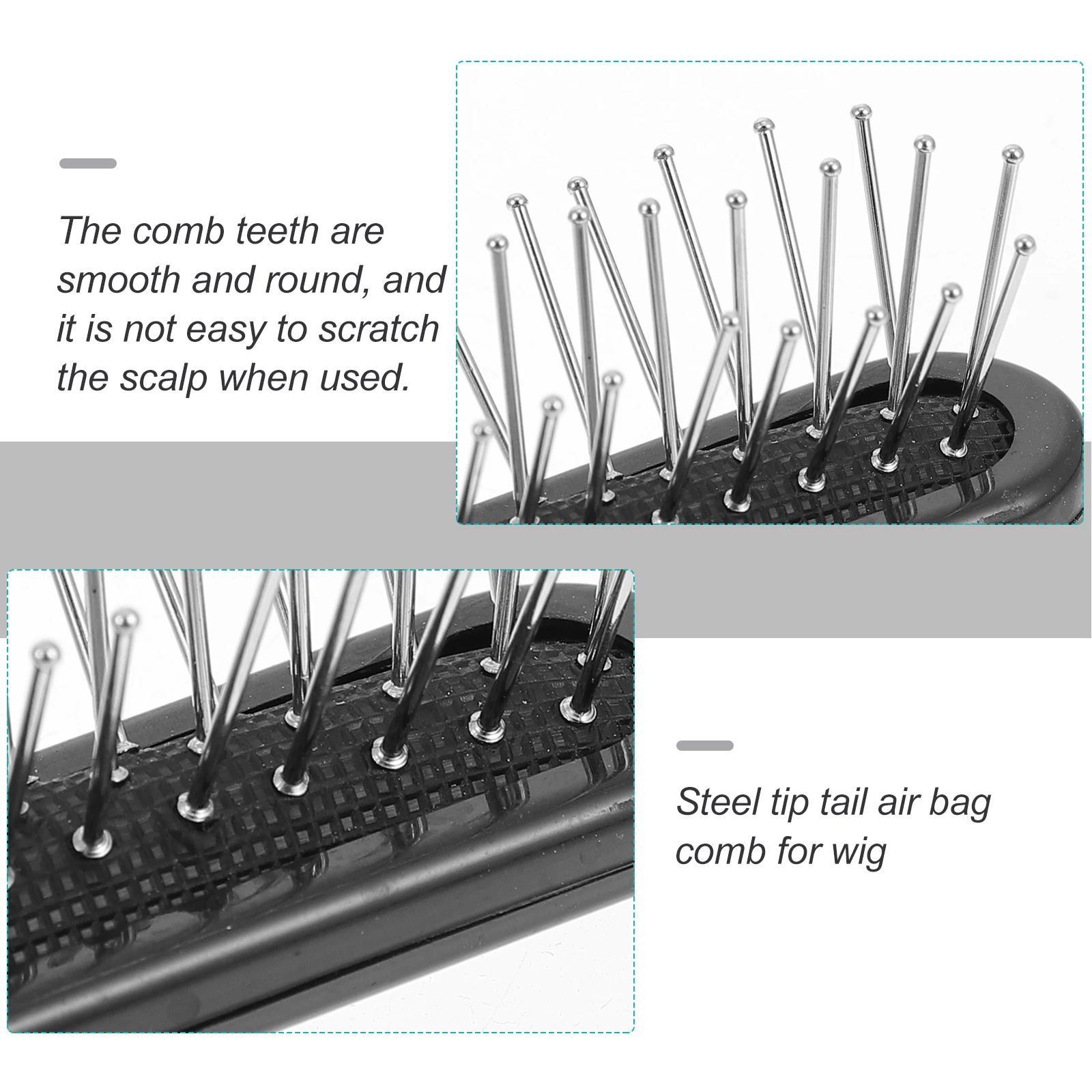 

2 Pcs Hair Comb Wire Bristle Brush Steel Rat Tail Pick ABS Plastic Long Handle Salon Tool Standard Spaced Teeth Easy Sectioning