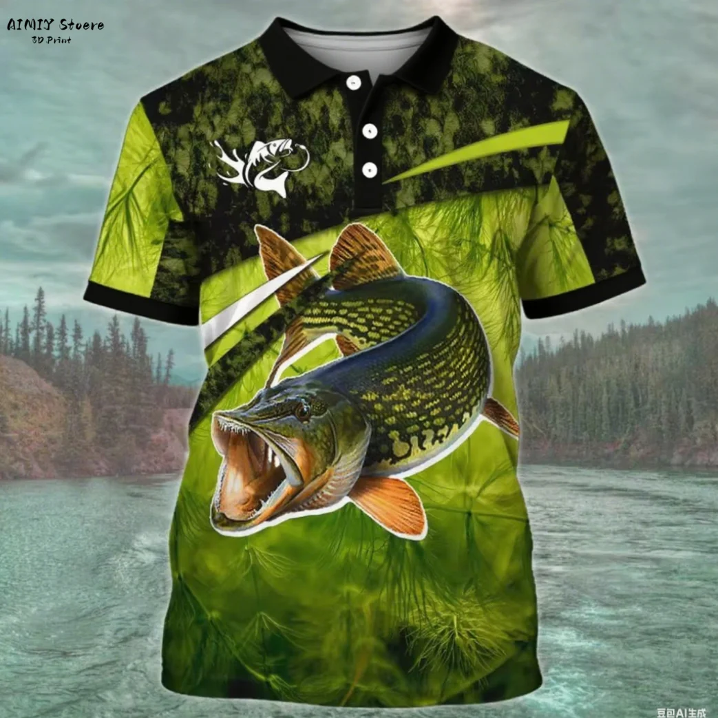 

Vintage Polo Shirts for Mens Fishing 3D Print Outdoor Sport Short Sleeve Top Casual Man's Polo Loose Tee Streewear Men Clothing