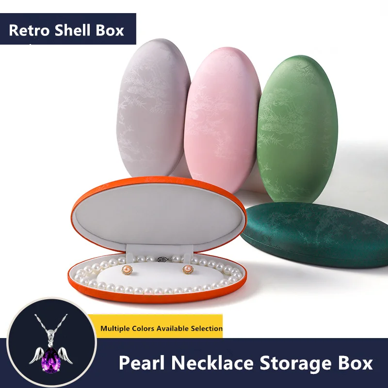 Exquisite Oval Shell Pearl Necklace Earrings Jewelry Box In Stock Gold Jewelry For Mother Necklace And Earring Packaging Box
