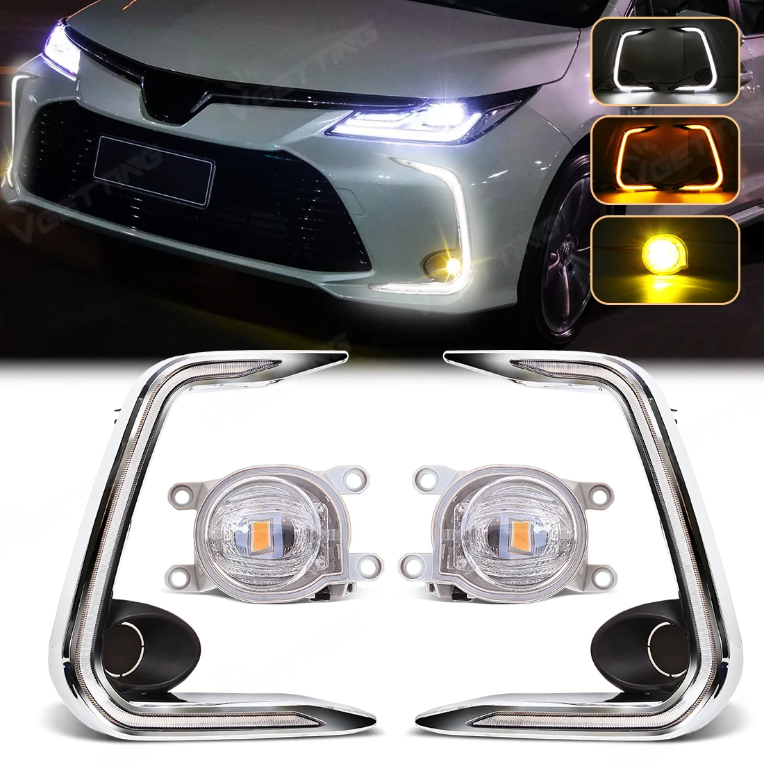 LED Fog Lamp for Toyota Corolla 2019-2022 Daytime Running Lights for Levin 2019 2020 Fornt Bumper Fog Lamp Bulbs Car Accessories