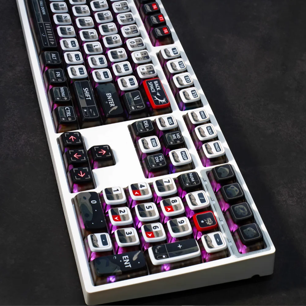 Capuchons de touches translucides à quatre faces en météorite, 125 touches, SAX PBT + PC, adaptés au clavier mécanique Mx Switch