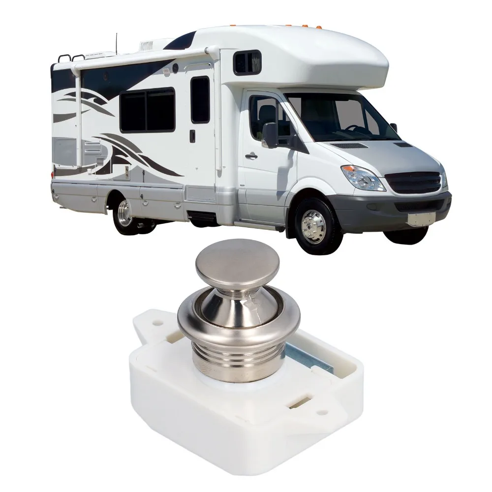 

Marine Grade Metal Push Button Latch Push Button Mechanism Door Knob Keyless Catch Lock Caravan Hardware