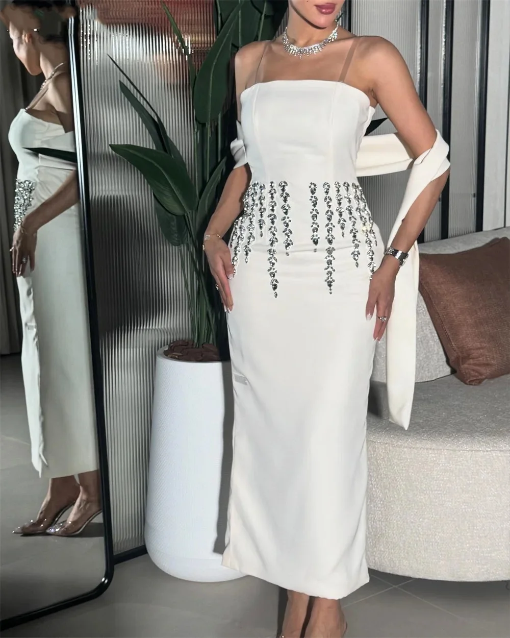 

elegant indie Women Party Dress Occasion Prom One Shoulder Column Ankle Length Skirts Bead Ribbon Bespoke Dresses2025Customized