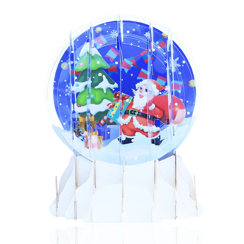 

10pcs Handmade Crystal Ball Santa Claus 3D Pop UP Greeting Invitation Card For Wish Thanks Christmas Wedding Birthday Party Gift