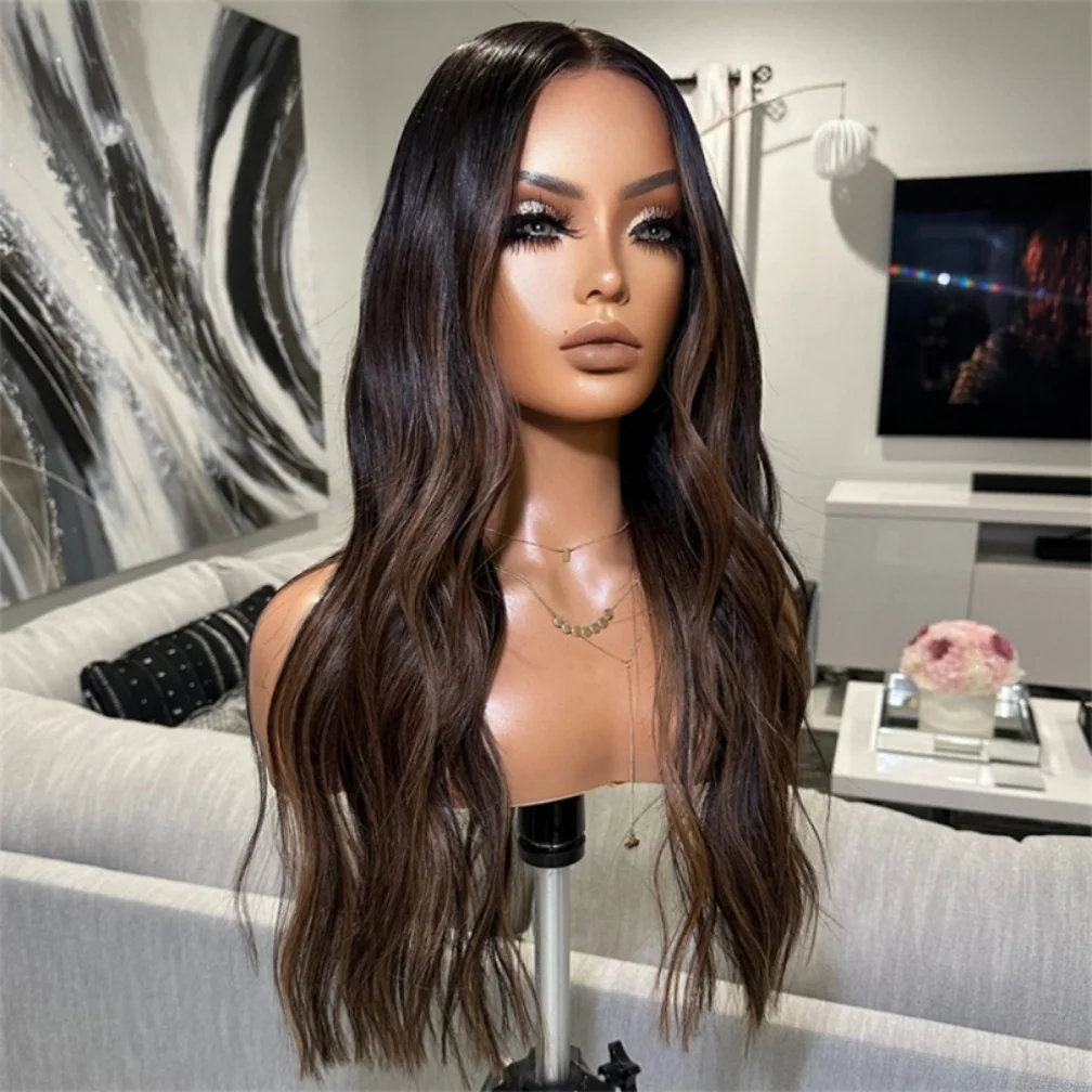 

18inch Ombre Brown Body Wave 5*5 Lace Front Hair 100% Human Hair Wig 150 Density with Baby Hair Pre-Plucked Soft Hair Wig