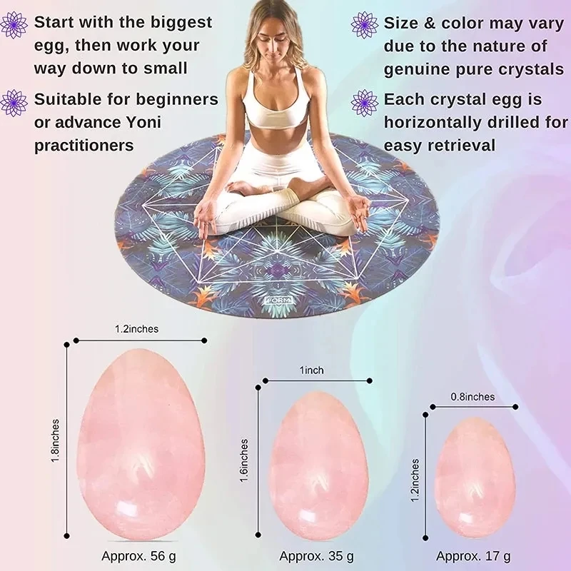 Natural Quartz Drilled Yoni Egg Massager Set Jade Amethyst Kegel Balls Kegel Exercise Jade Ball Vaginal Tightening Massage Egg