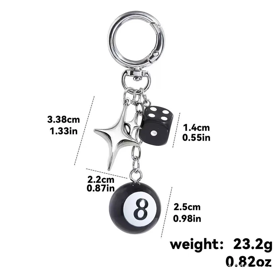 8 Ball Dice Keychain Y2K Aesthetic Purse Charm Unisex Cute Bag Accessory Unisex Fashion Keyring for Women Men Trendy Gift