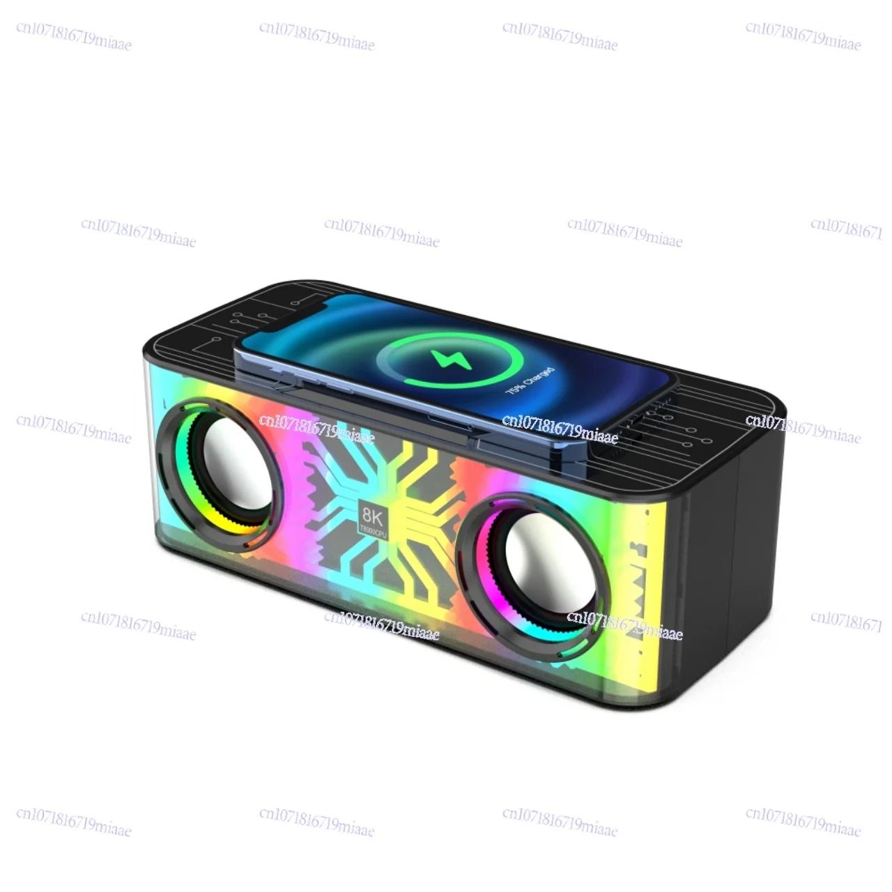 Wireless Charging Bluetooth Speaker, Dual Speakers, Transparent Mecha, Small Steel Cannon, Colorful High-power Subwoofer