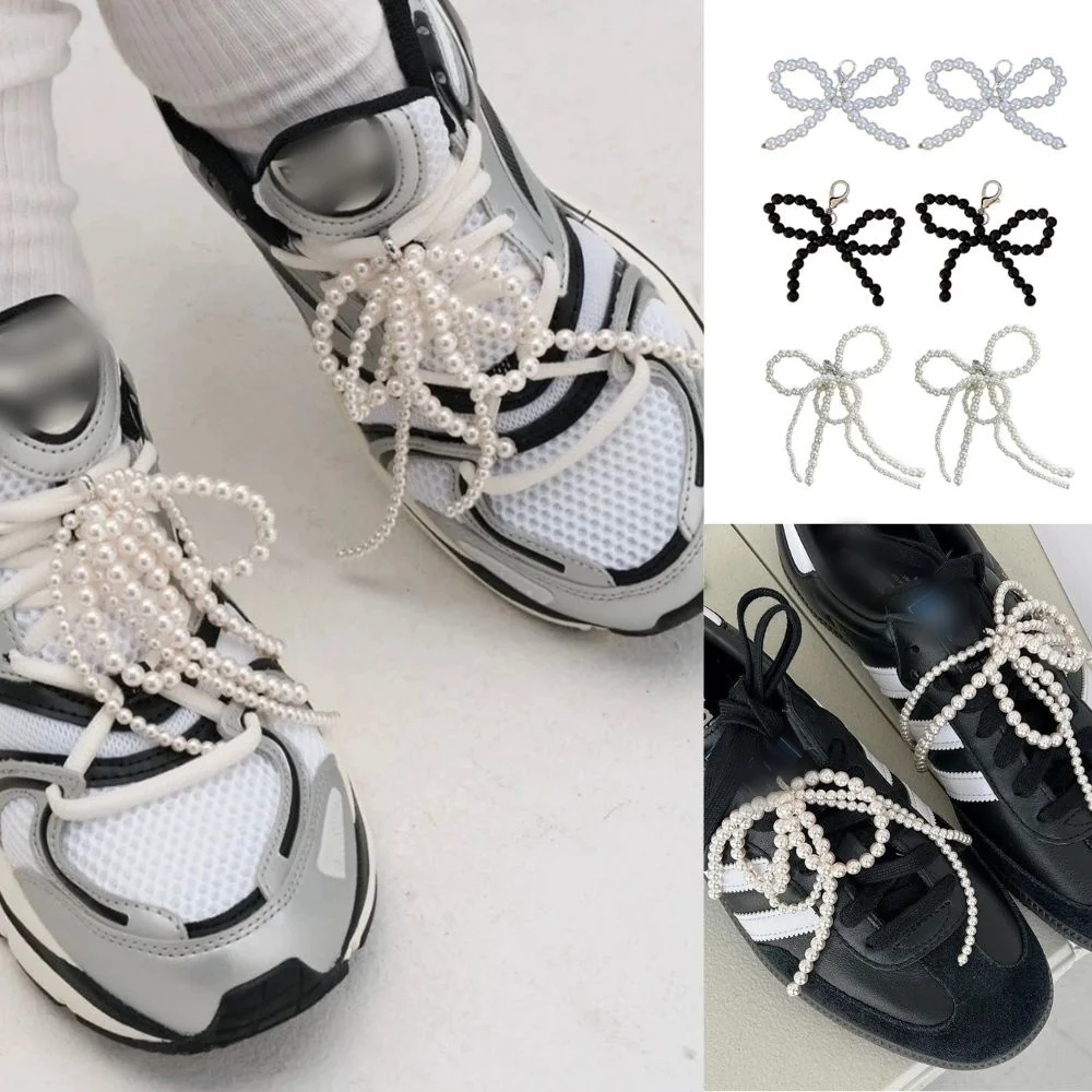 Korea Personality Pearl Bow Pendant Decorative Shoe Buckle Keychain Shoe Decoration Shoes Accessories Phone Chain Bag Chains