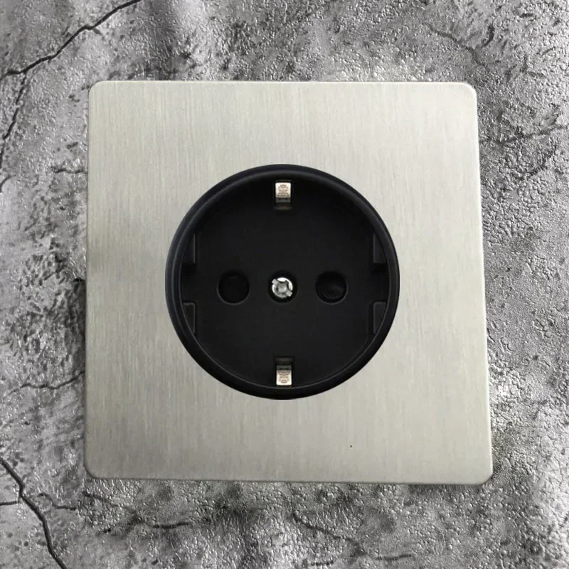 Wall Light Toggle Switch 1-4 Gang 2 Way Silver Stainless Steel Brushed Panel Switch EU Outlet