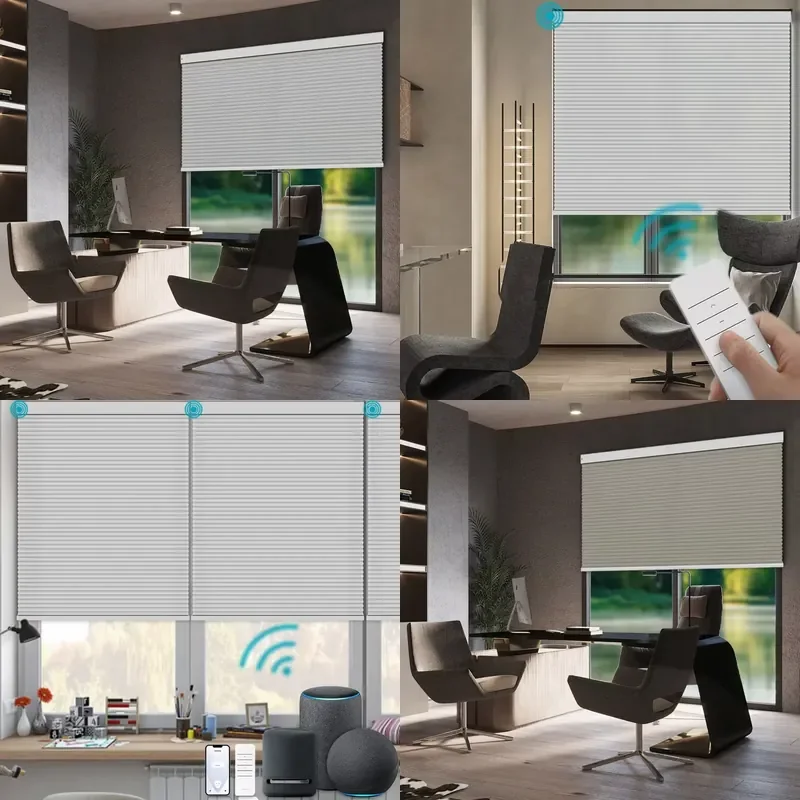 for Modern Smart Home Cordless Honeycomb Cellular Automatic Pleated Blinds Decorative Window Coverings Compatible with