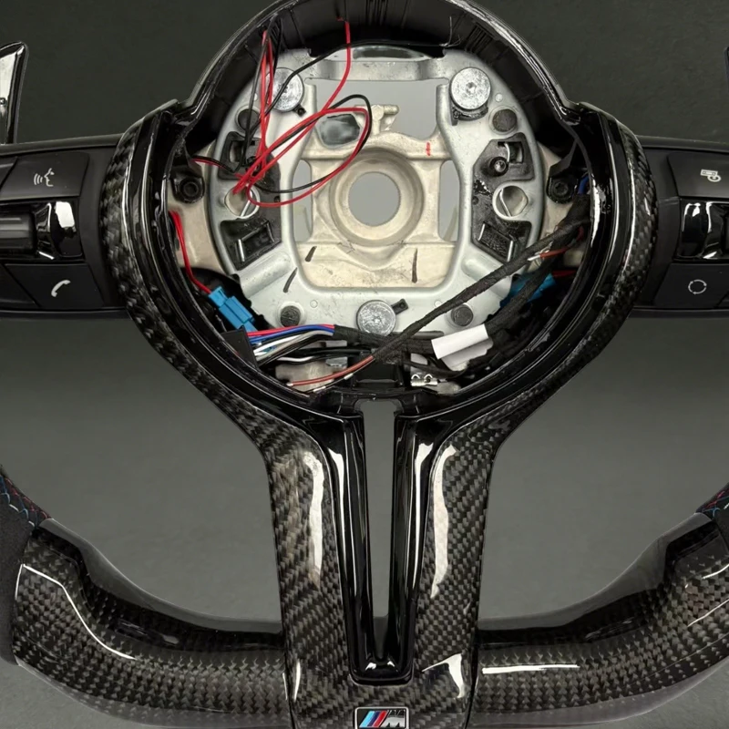 Wheel Parts with TOP LED Real Carbon Fiber for BMW F10 F30 F15 F22 F25 M3 M5 M2 Steering Wheel with Suede for F30 F25 F20 DIY view 2